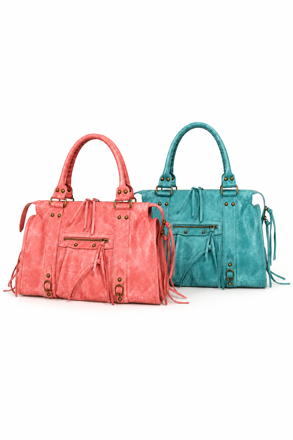 Pre-order 08/28: limited edition duo glossy city bags turquoise & coral